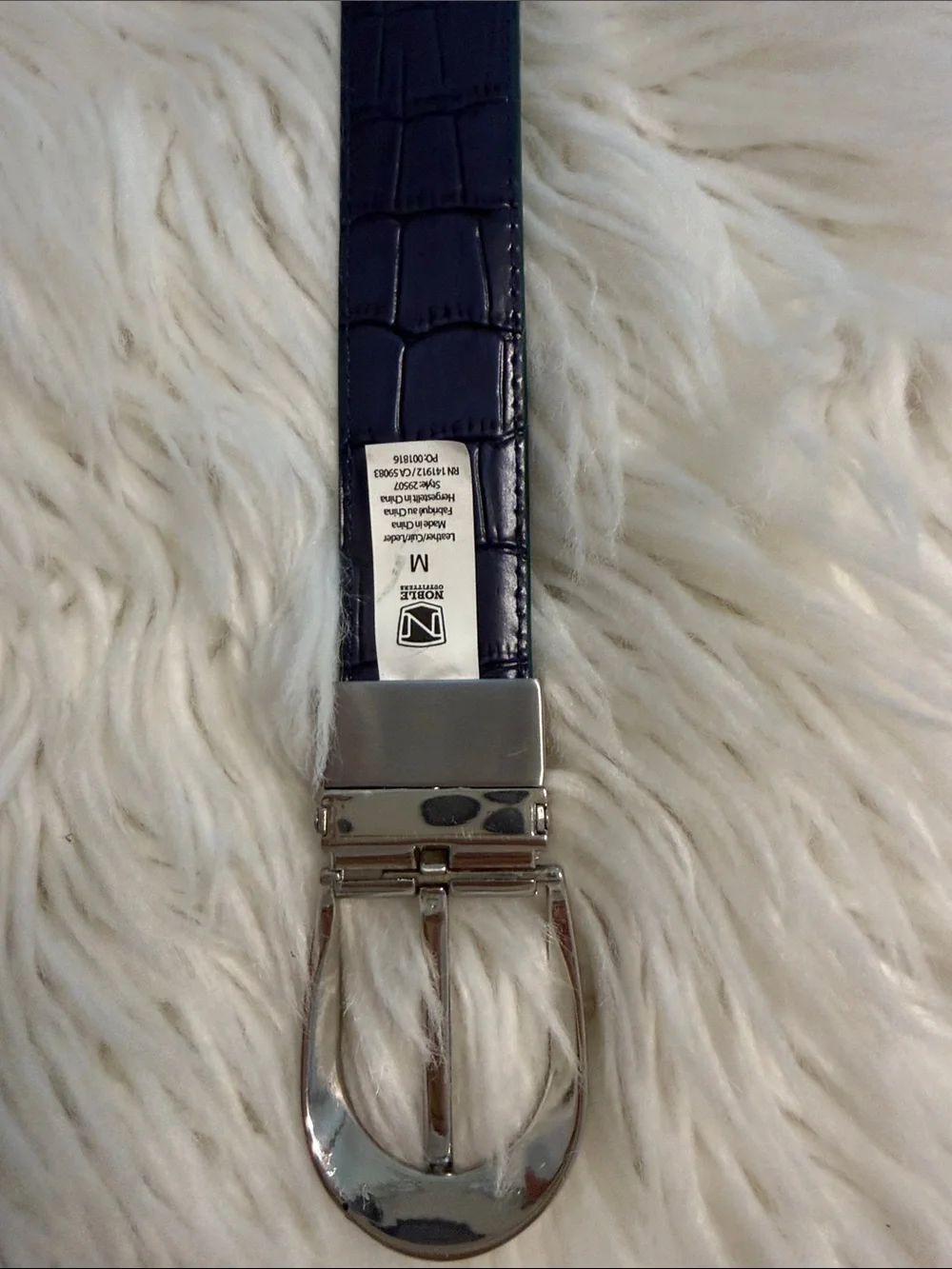 NOBLE OUTFITTING Green Textured Leather Belt with Silver Buckle size M/ 34 BNWOT